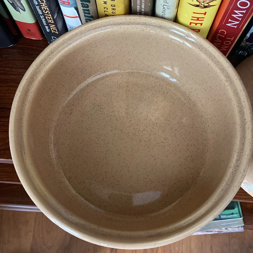 Bauer Pottery Monterey Moderne Speckled Vintage Lidded Crock Casserole Dish Cove
